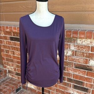 Athleta Women's Purple Ruched Athletic Top Blouse with Long Sleeves Size Small